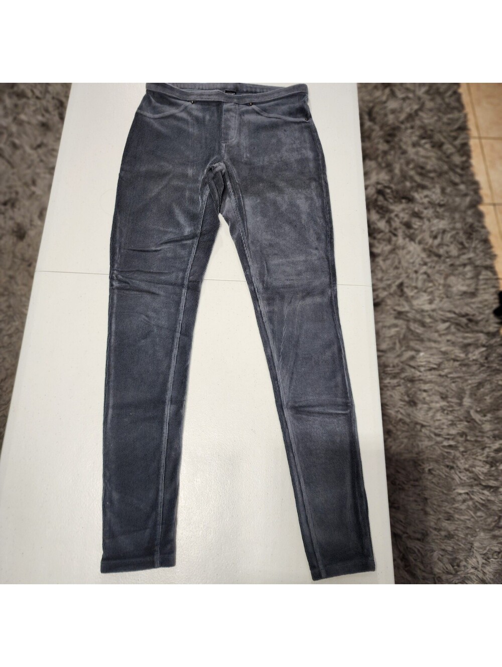 HUE Gray Ankle Leggings Stretch Pockets Elastic Waist Women's Size S